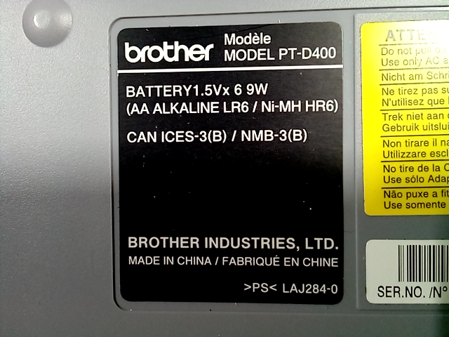 Brother p-touch Model PT-D400 Electronic Labeling System