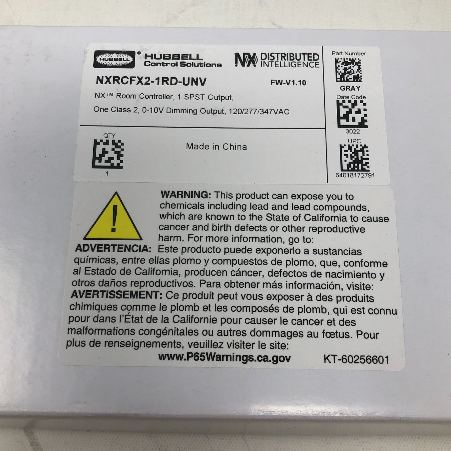 Hubbell Control Solutions: NX Room Controller (NXRCFX2-1RD-UNV)