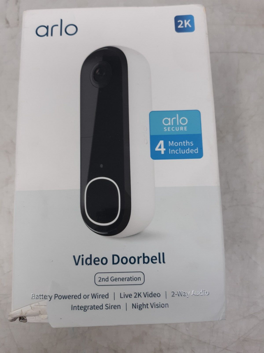 Arlo 2K Video Doorbell (2nd Gen) AVD4001-1SCNAS – Battery or Wired, Night Vision