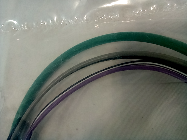 Multicolored wires electronic connector, purple, green and black