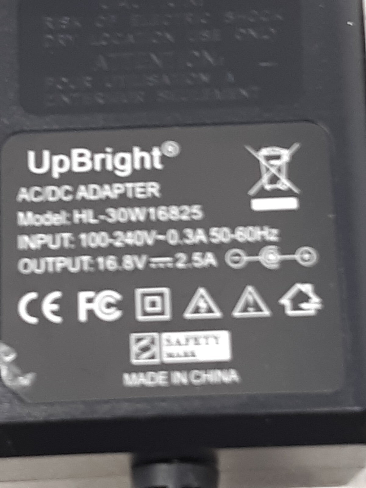 UpBright AC/DC Adapter HL-30W16825 16.8V 2.5A Power Supply Charger