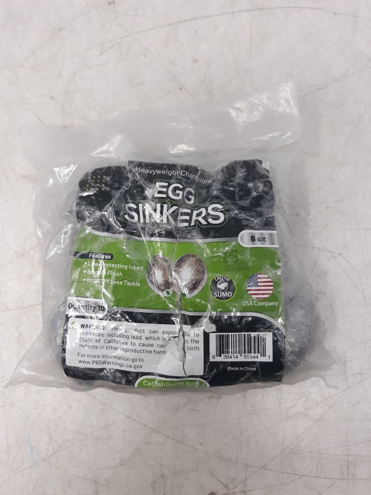 Catfish Sumo 6oz Egg Lead Sinker Weights with Line-Protecting Inserts