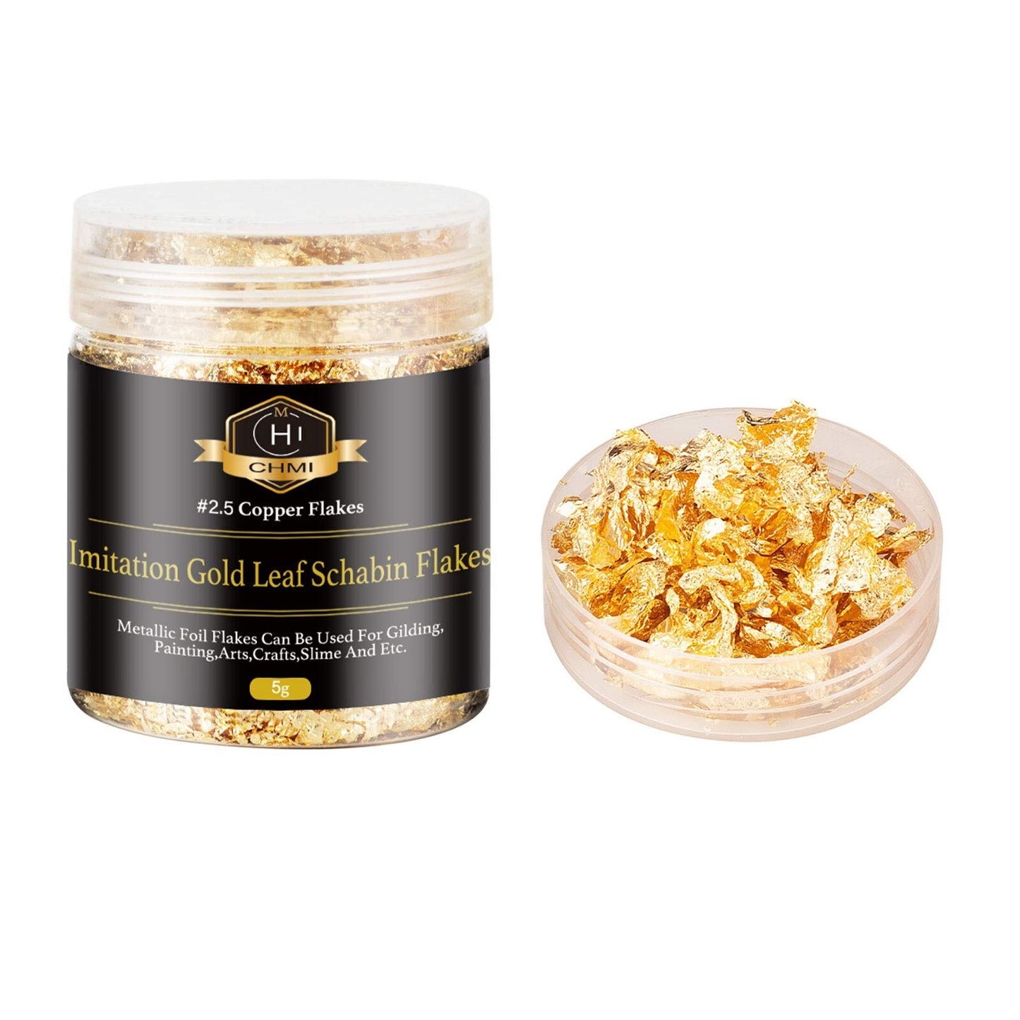 Metallic Foil Schabin Gilding Imitation Gold Leaf Flakes, Resin, 5g - 3pk