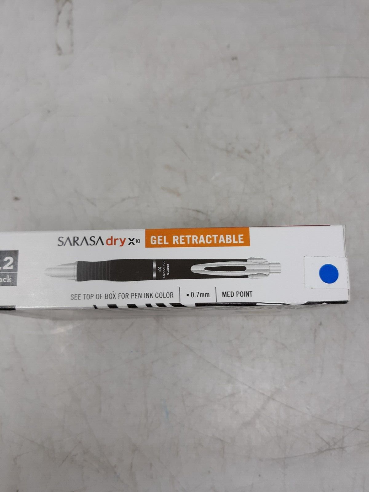 Box of 12 Zebra Sarasa Dry X10 Retractable Gel Pen, Medium Point, 0.7mm