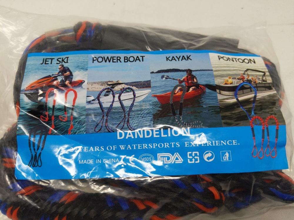 Heavy-Duty Bungee Dock Line Tie Down Rope 2 Pack Watercraft Tether & Anchor Cord