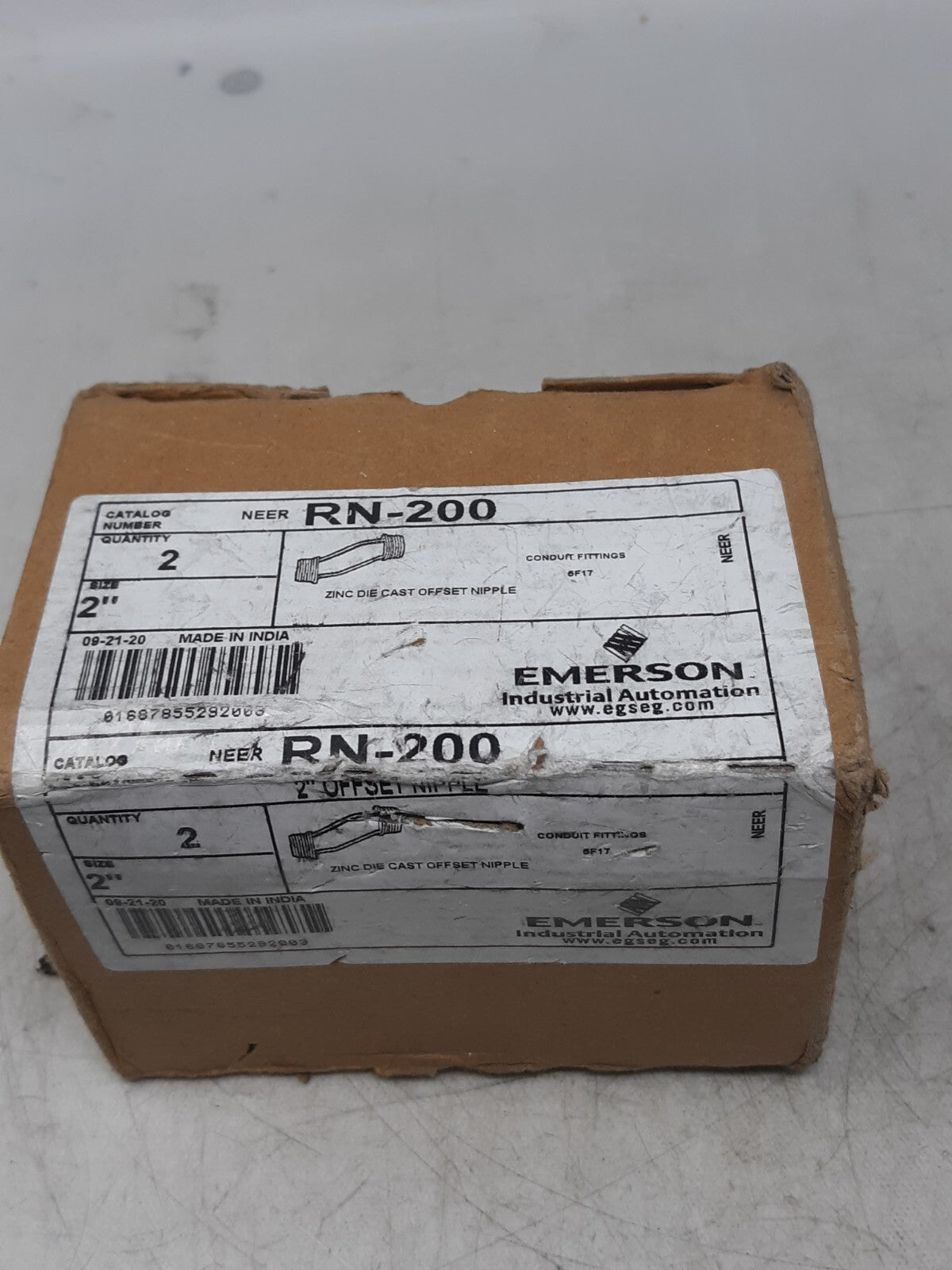 Emerson NEER RN-200 Offset Nipple 2" Zinc Die Cast Conduit Fitting – Lot of 2