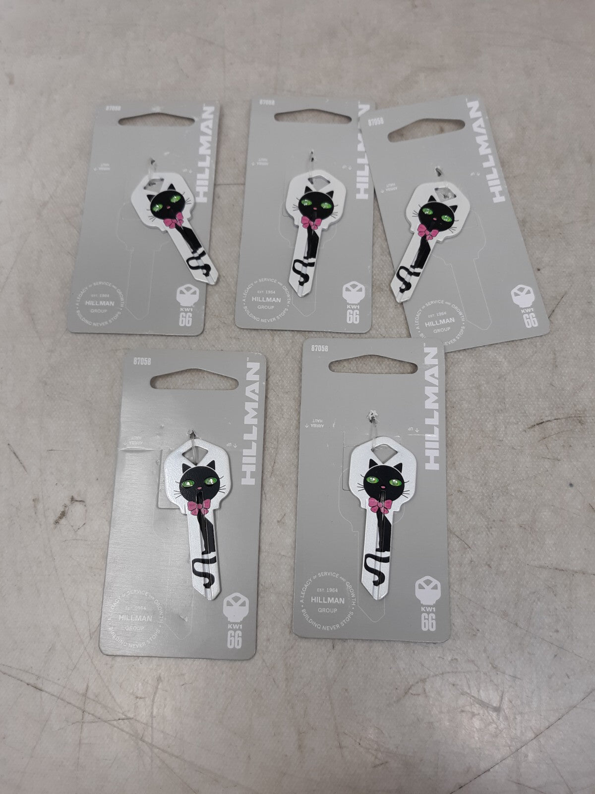 Lot of 5 Hillman #66 Key Blanks Diva Fashion House Keys Black Cat Design
