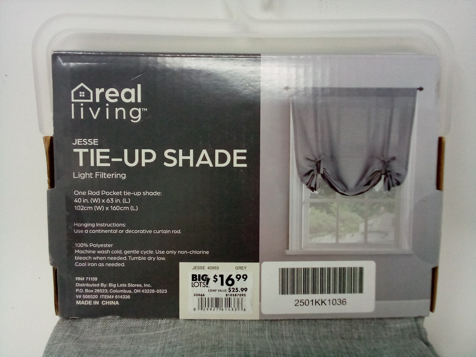 Archaeo Light Filtering Washed Cotton Tie-Up Window Shade Gray 40"x63"