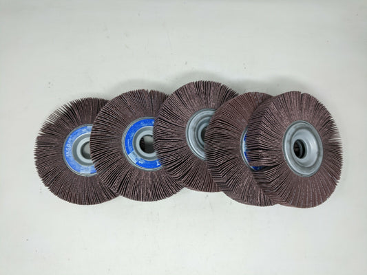 LOT OF 5, MERIT ABRASIVES, 6 X 1" GRIT ALUM, OXIDE UNMOUNTED FLAP WHEEL