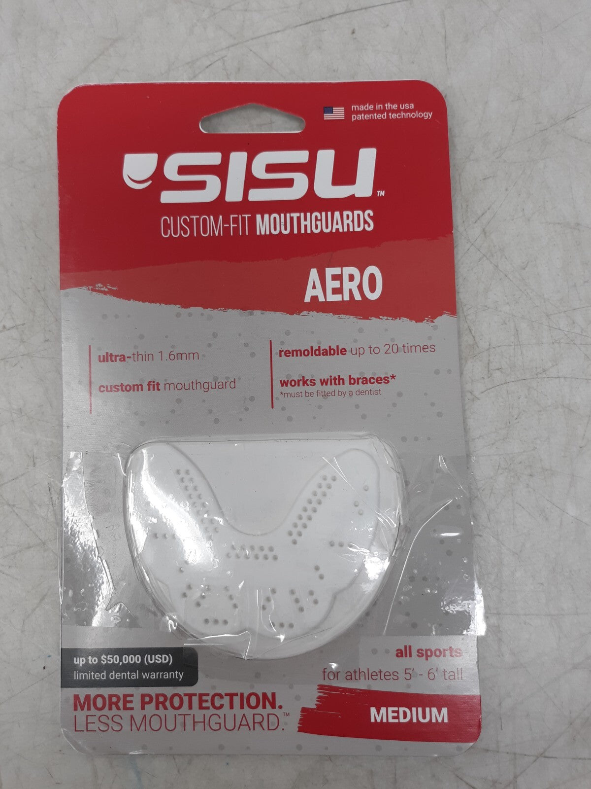 SISU Aero Mouthguard Medium Snow White Ultra-Thin Custom Fit Sports Protection