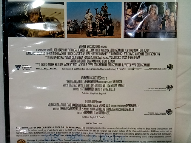 WAR D695982D 3 Film Collection-Mad Max DVD & 2 Disc