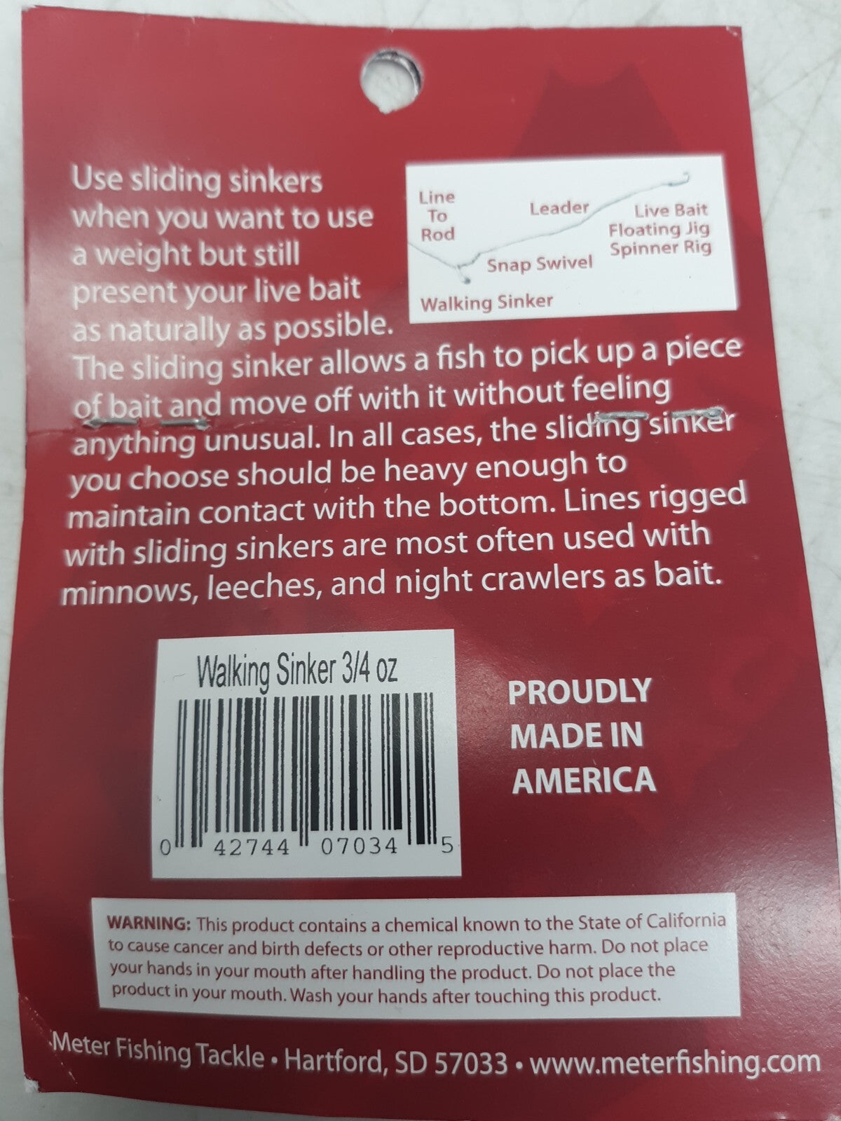 Meter Fishing Tackle Walking Sinkers 3/4 oz Pro Series Lot of 6 Packs Lead Weigh