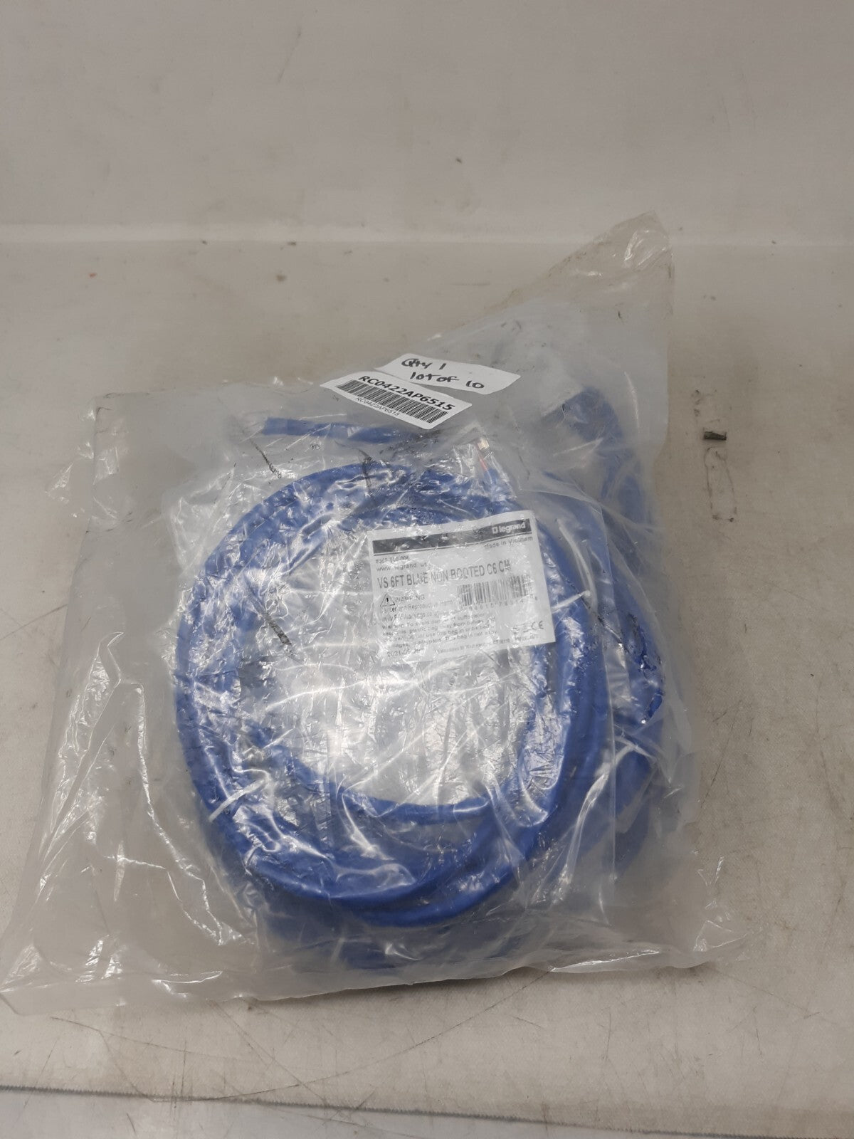 Legrand 566-110-006 6ft CAT6 Patch Cable Non-Booted - Blue - Pack of 10