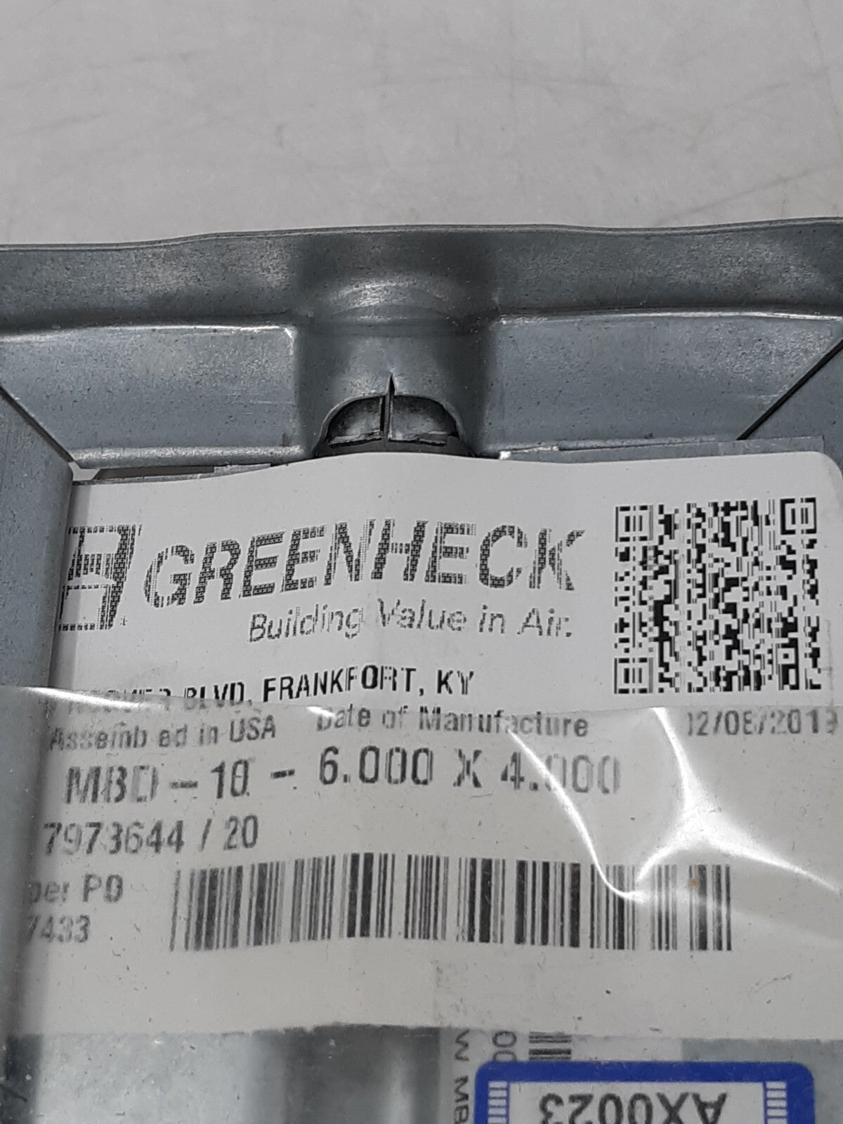 Greenheck MBD10 6"x4" balancing damper