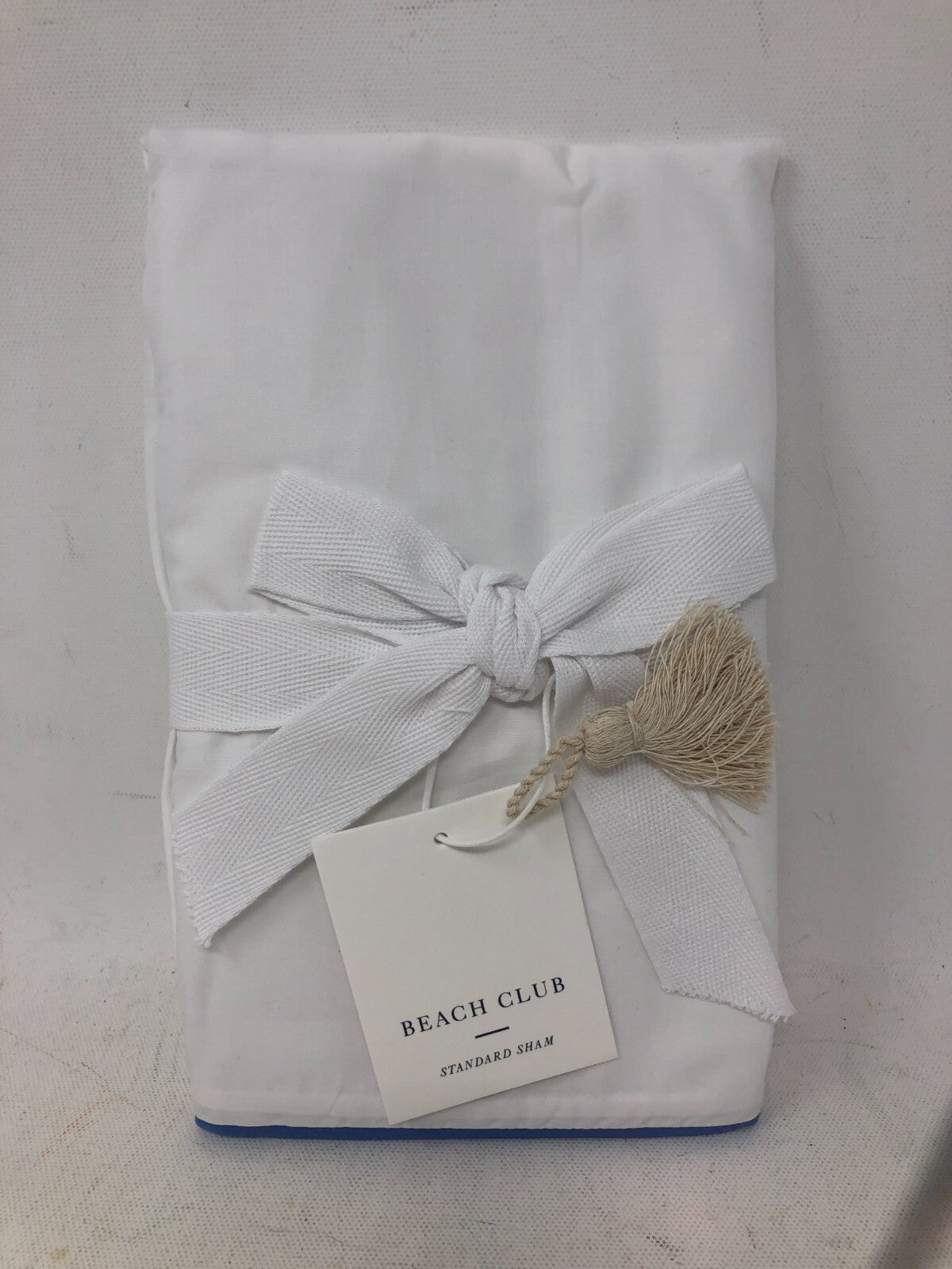 Serena & Lily Beach Club Sham ~ Top-of-Bed Percale, Standard Size, White/Blue