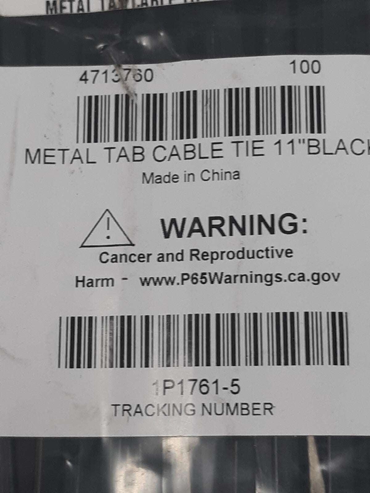 11" Black Metal Tab Cable Ties – Heavy Duty, Pack of 100