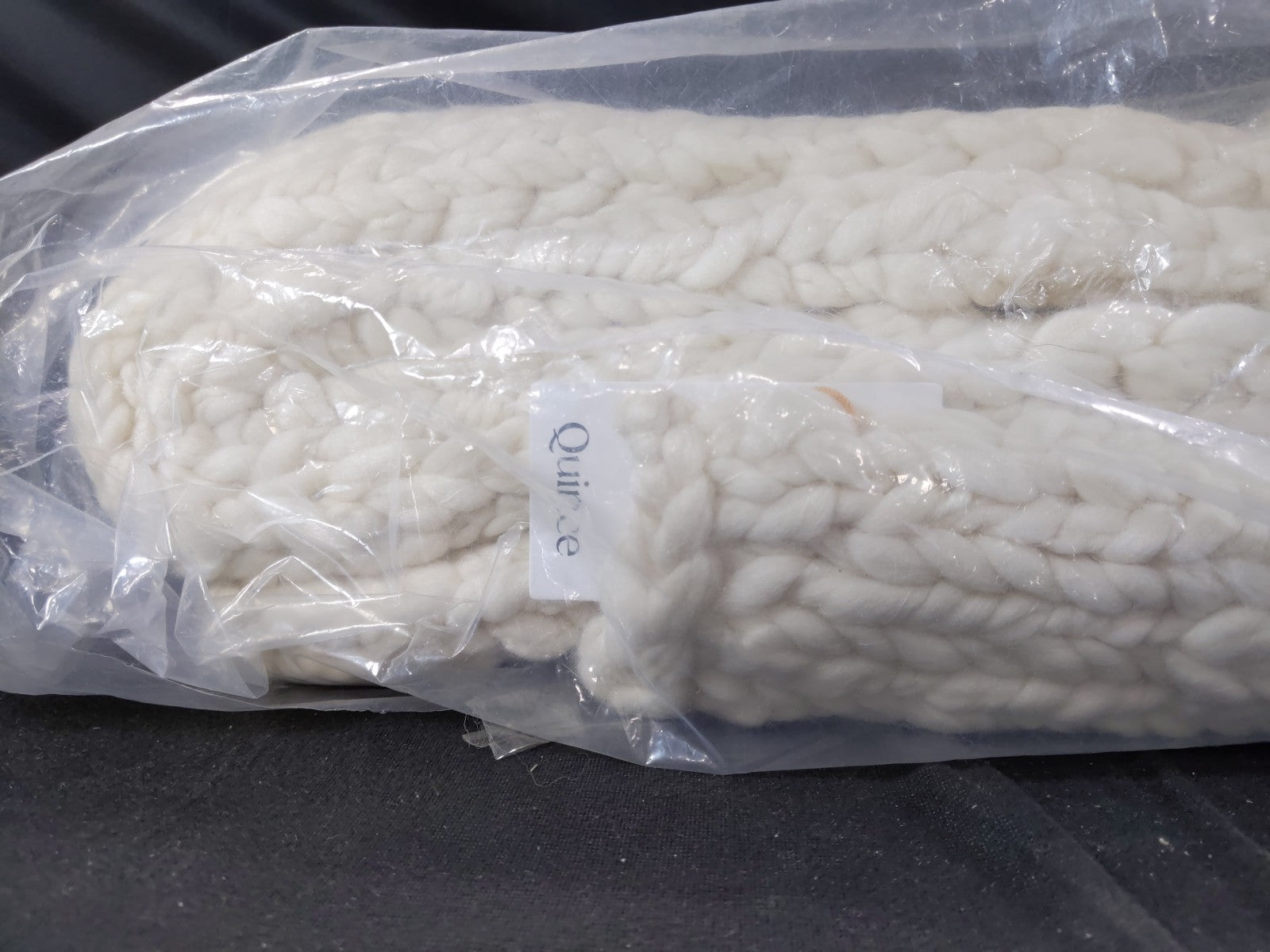 Quince Chunky Hand Knit Wool Throw Blanket  Ivory 50x60 $129 Retail Price