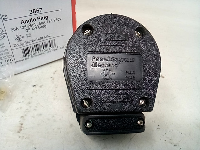 Pass & Seymour 3867CC5 Angle Plug Three Pole Four Wire 30-Amp/50-Amp 125-volt/25