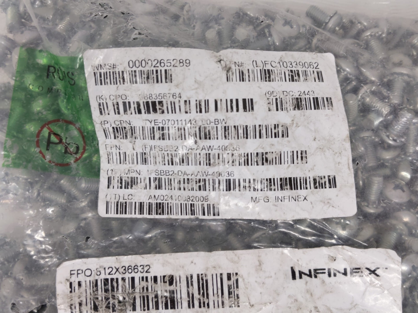 INFINEX philips truss  cross screw + external tooth washer Approx 1200pcs