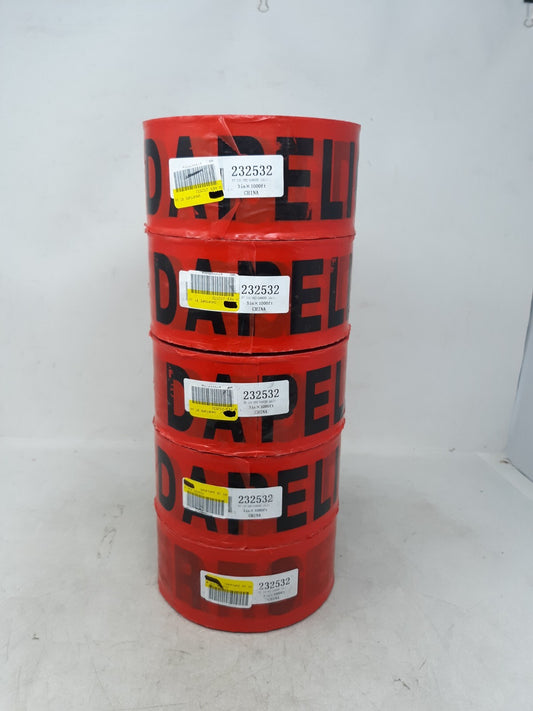 5 Pk Shurtape Red Danger Tape Adhesive Warning English/Spanish 3" x 1000' 232532