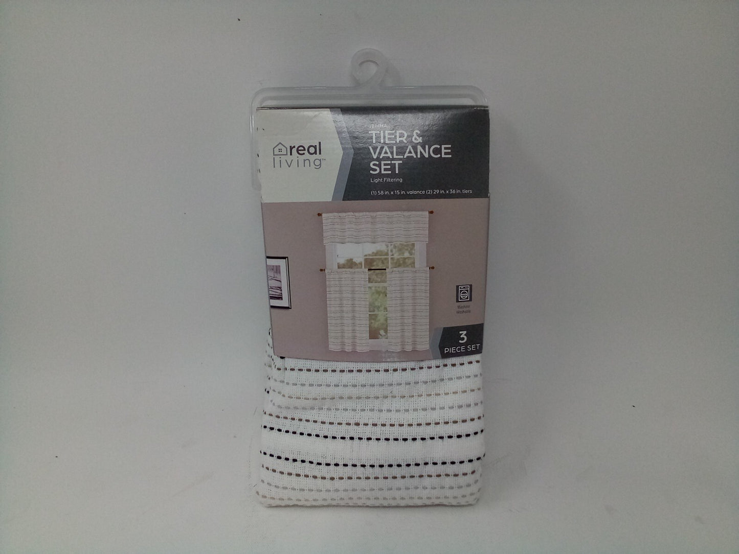Real Living 3 Piece Tier & Valance Set (54"x14") /2 Tiers (27"x 36")
