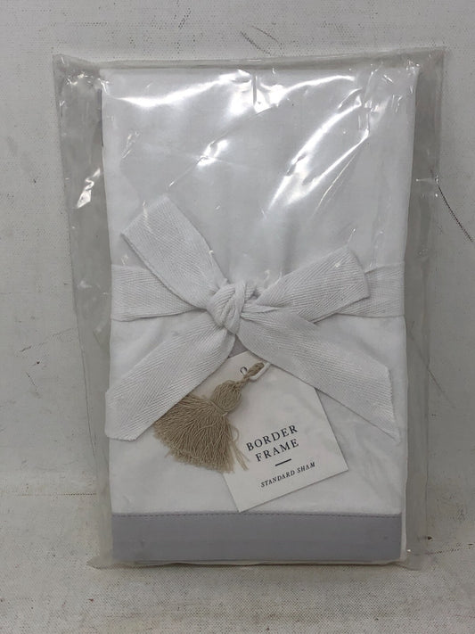 Serena & Lily Border Frame Sham ~ 1-Pack Sham Pillowcase, Standard Size, Gray