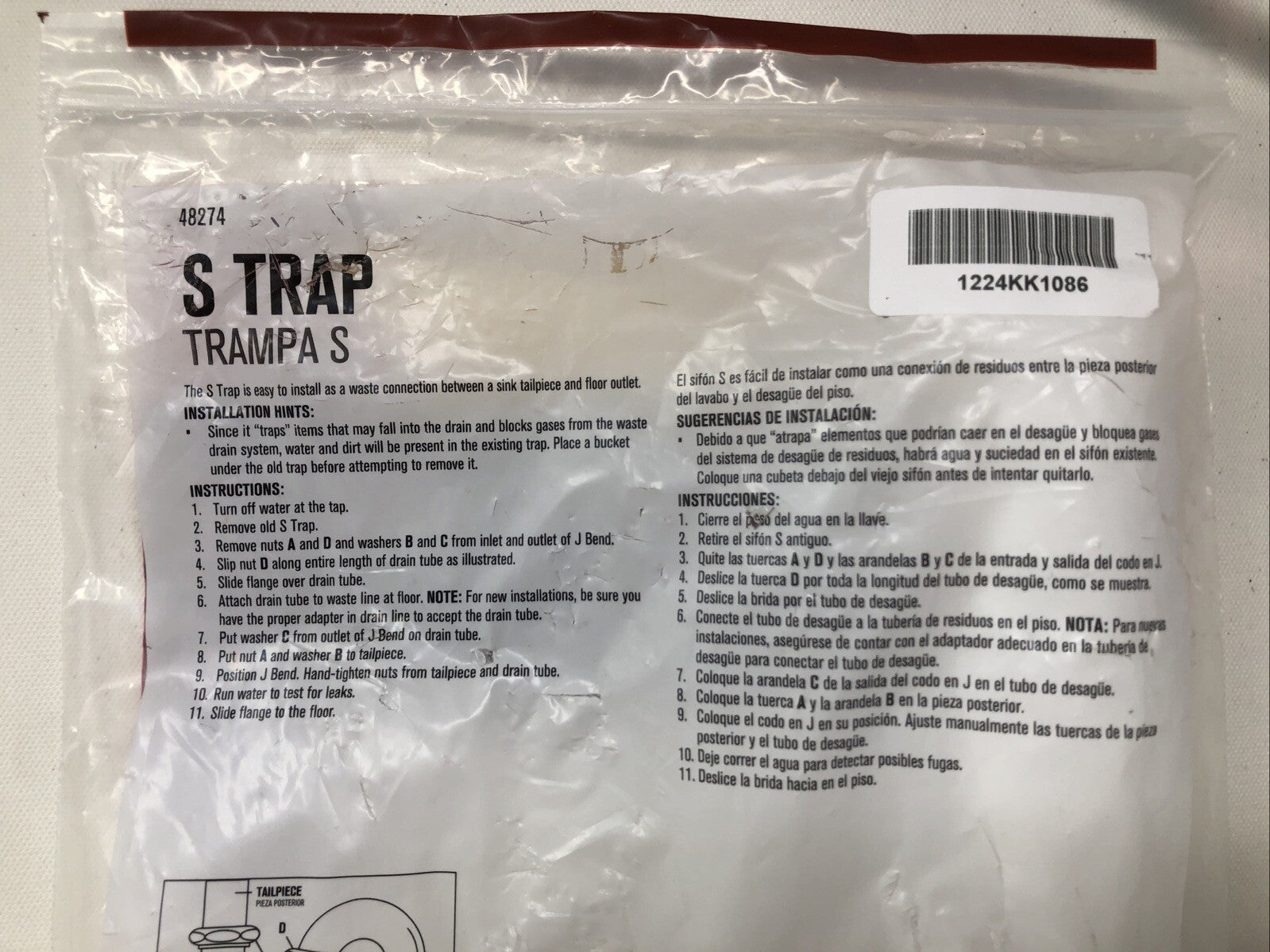 Ace 1-1/2 in. x 1-1/2 in. Dia. Slip Plastic S-Trap Plumbing Drain Kit AH20663