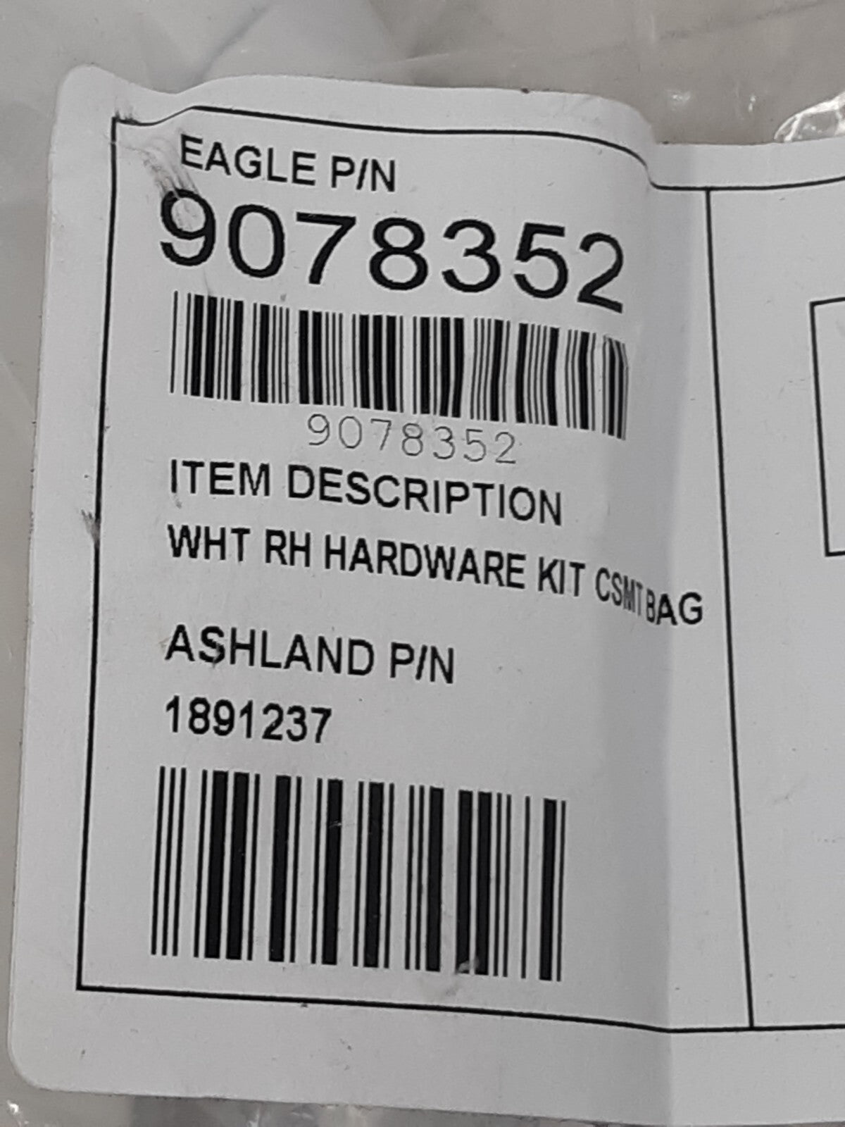 Eagle 9078352 White RH Hardware Kit CSMT Bag – Ashland P/N 1891237