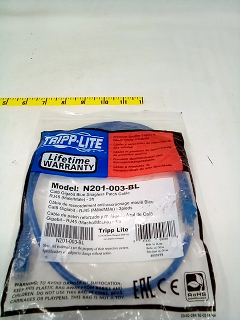 Tripp Lite (N201-003-BL) 3-Ft Blue Cat6 RJ-45 Male to RJ-45 Male Network