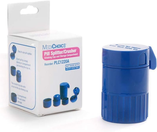 MediChoice All-In-One Pill Splitter & Crusher Pill Splits, Cuts, Drink & Stores