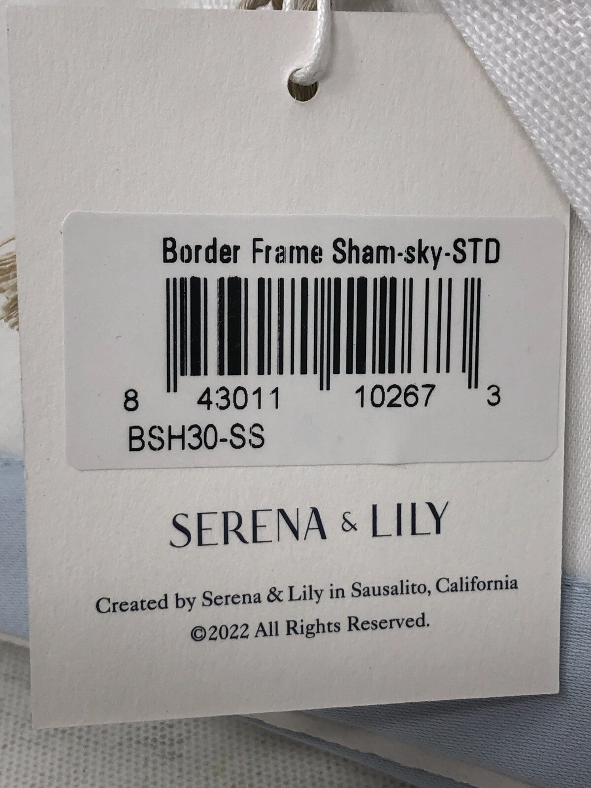 Serena & Lily Border Frame Sham ~ 1-Pack Sham Pillowcase, Standard Size, Blue