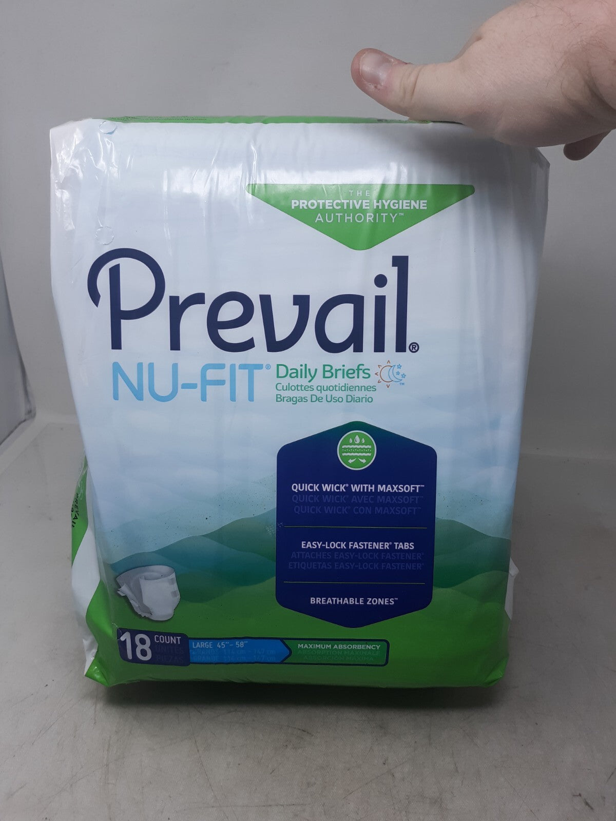 Prevail Nu-Fit Maximum Absorbency Incontinence Brief - Large, 18 Count (NU-013)