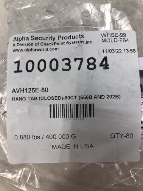 Alpha Security Products 10113661 Hang Tab (Closed)- 80ct (556B & 202B)