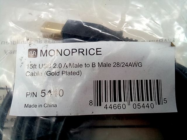 Monoprice USB 2.0 Cable - 15 Feet - Black | USB Type-a Male to USB Type-B Male  