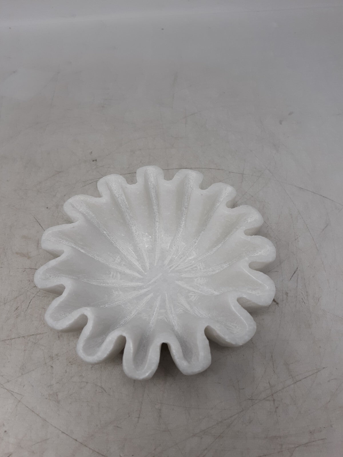 White Marble Flower-Shaped Trinket Dish - Jewelry Holder, Soap Dish, Decorative
