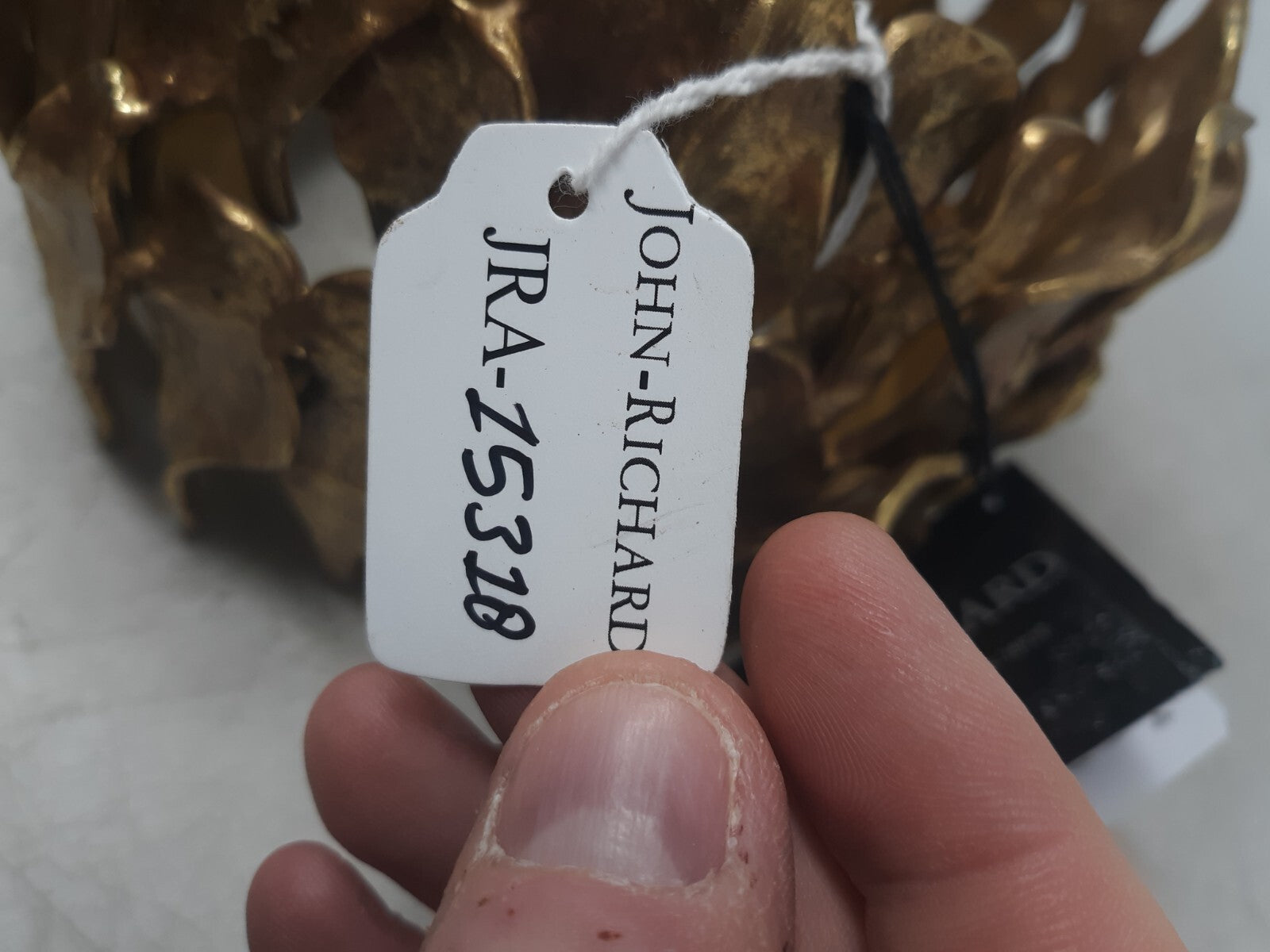 John-Richard JRA-15318 Gold Abstract Sculpted Candle Base Cast Metal Holder