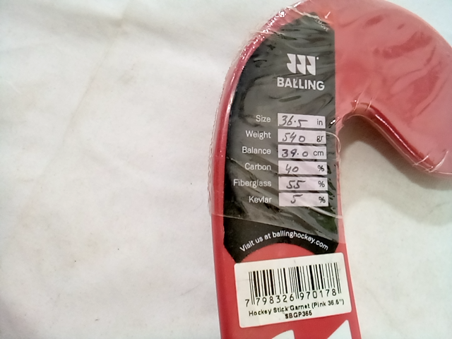 Balling Pink Garnet Series Fiberglass/Carbon/Kevler Hockey Stick 36.5