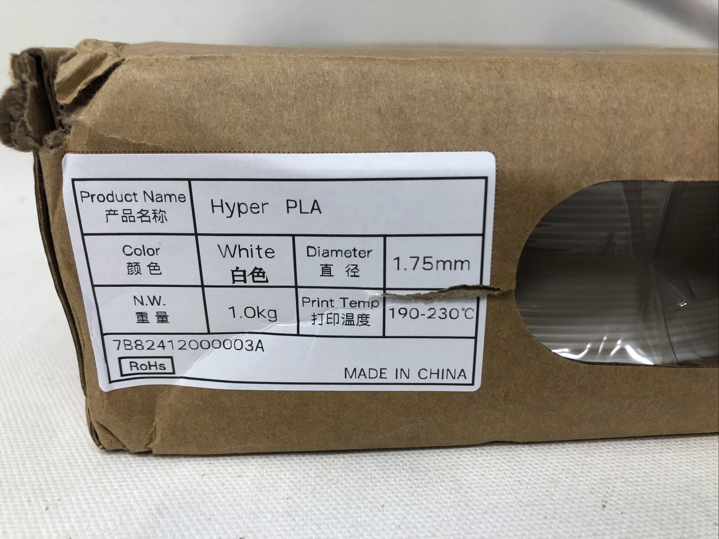 Creality White Filament 1.75mm Hyper PLA High Speed 30-600mm 3D Printer Filament