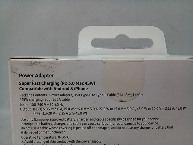Samsung 45W Power Adapter with Cable in Black(EP-T4510XBEGUS) EP-T4510 , Compact