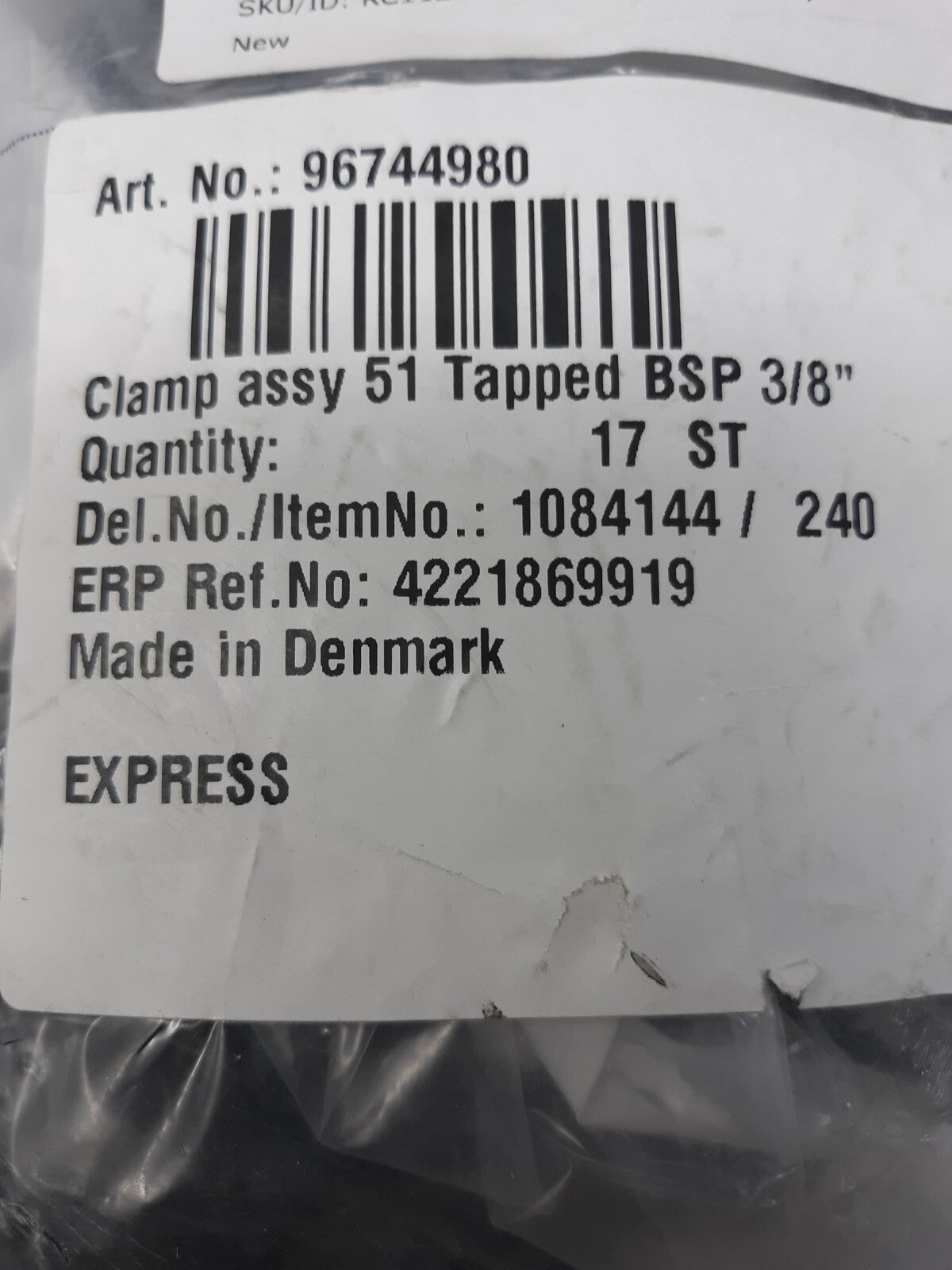 Lot of 17 DeLaval 3/8" Washing Unit Pipe Clamp Assembly 51 Tapped