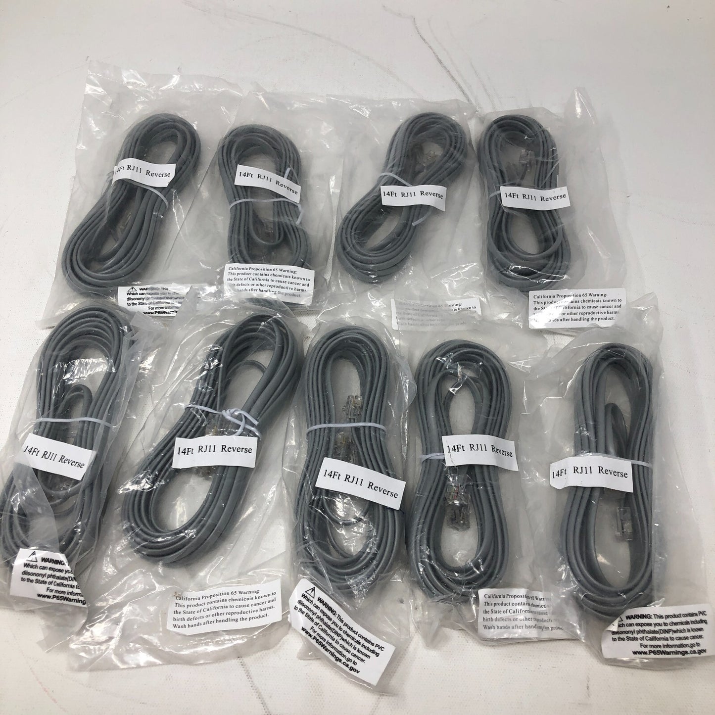 14ft RJ11 Reverse Booted Cable-Lot of 9
