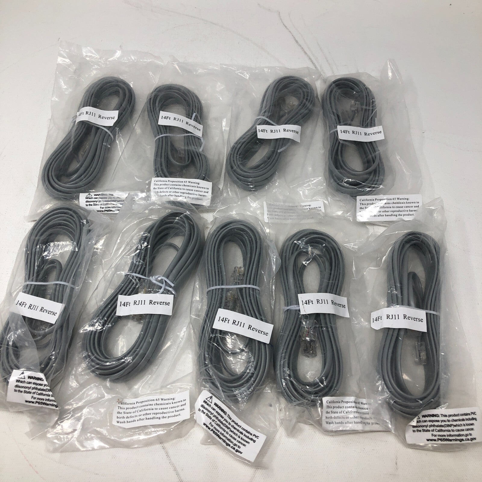 14ft RJ11 Reverse Booted Cable-Lot of 9
