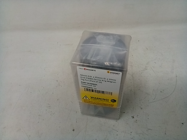 Magnet Expert, FR502510F-10, 50mm O.D. x 25mm I.D. x 10mm Thick Magnets, QTY 10