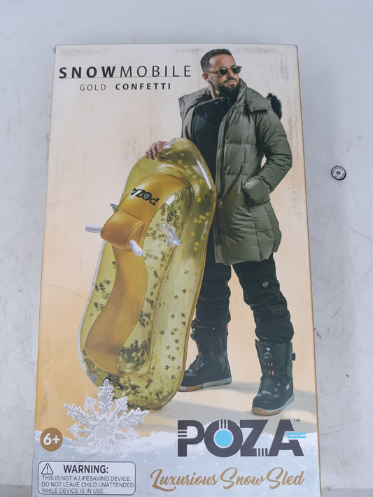 POZA Gold Confetti Snowmobile Inflatable Snow Sled – 51” Heavy-Duty Snow Tube