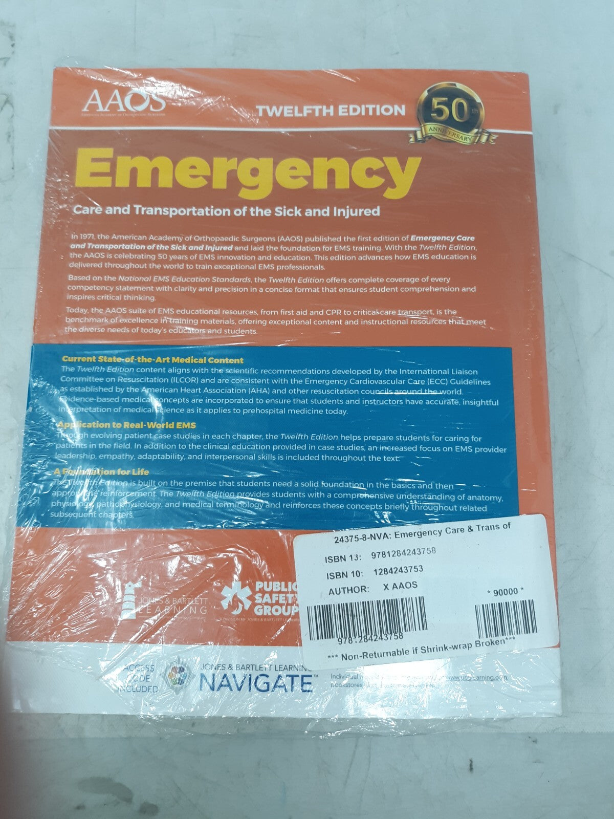 AAOS Emergency Care and Transportation 12th Ed (Book Only)