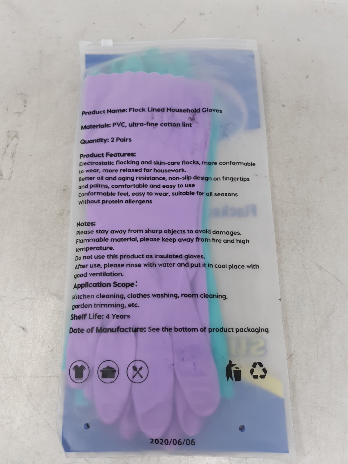 Elgood Reusable Dishwashing Cleaning Gloves with Latex free, Cotton lining