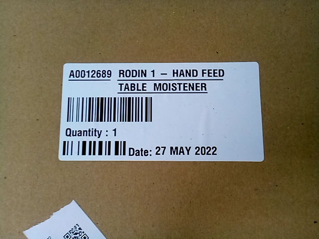 Rodin 1 Hand Feed Table Moistener A0012689  scanner