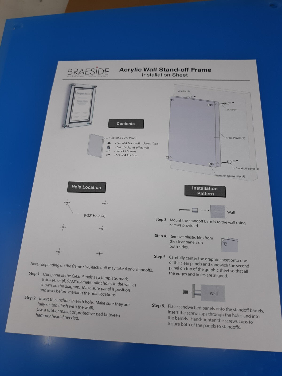 Breaside  Acrylic Frame WRR-1114-C Modern Standoff Wall Frame 11" x 14"