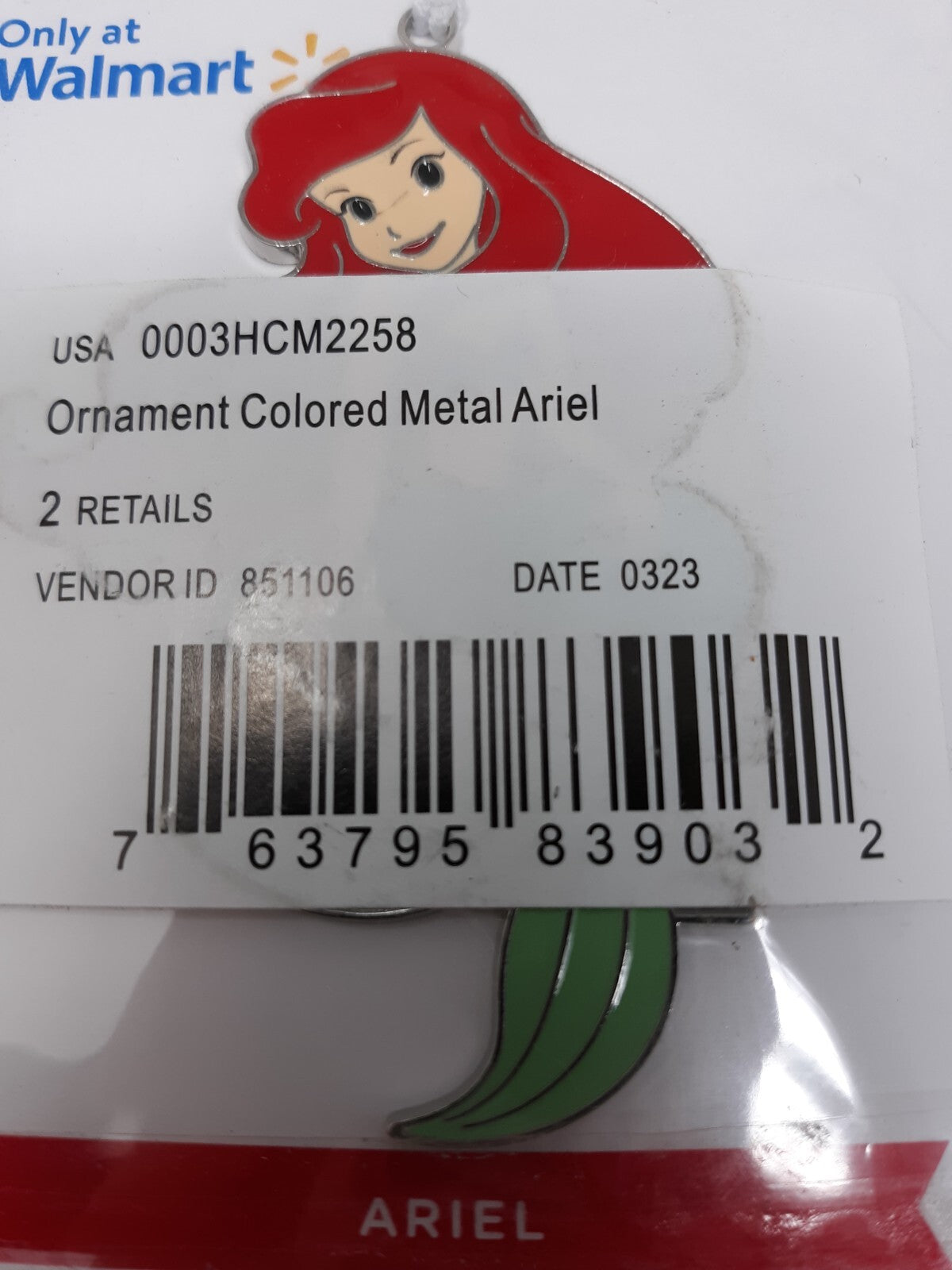 The Little Mermaid Ariel Disney Hallmark Metal Ornament