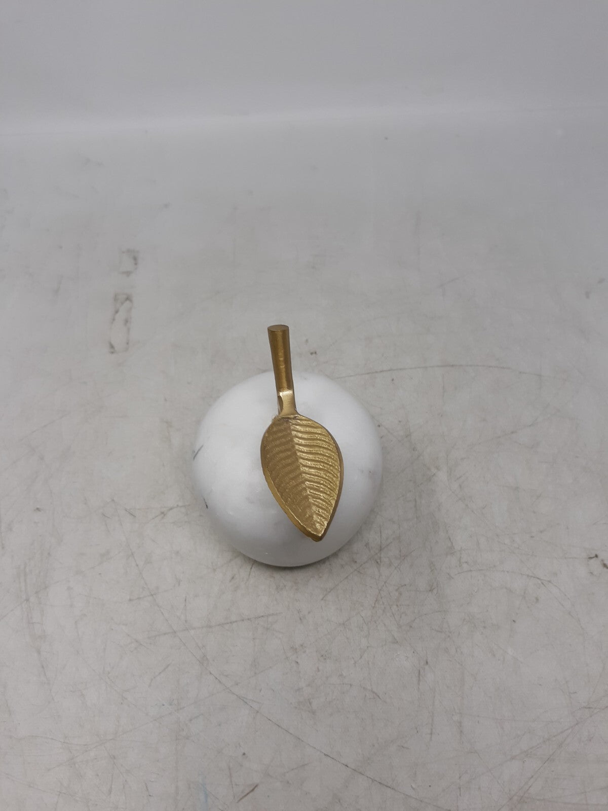 World Market White Marble Apple Decor with Gold Leaf Accent – Elegant Home Paper